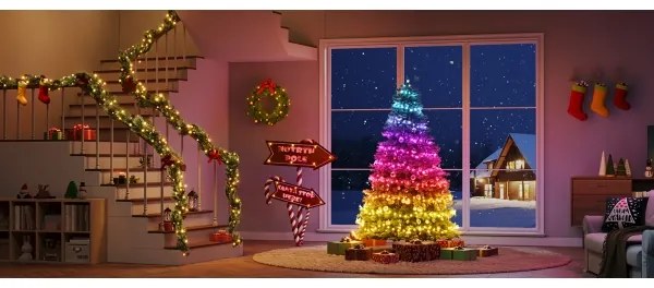 Govee - LED RGBICW kültéri karácsonyi lánc 2700-6500K 20m Wi-Fi Matter IP66