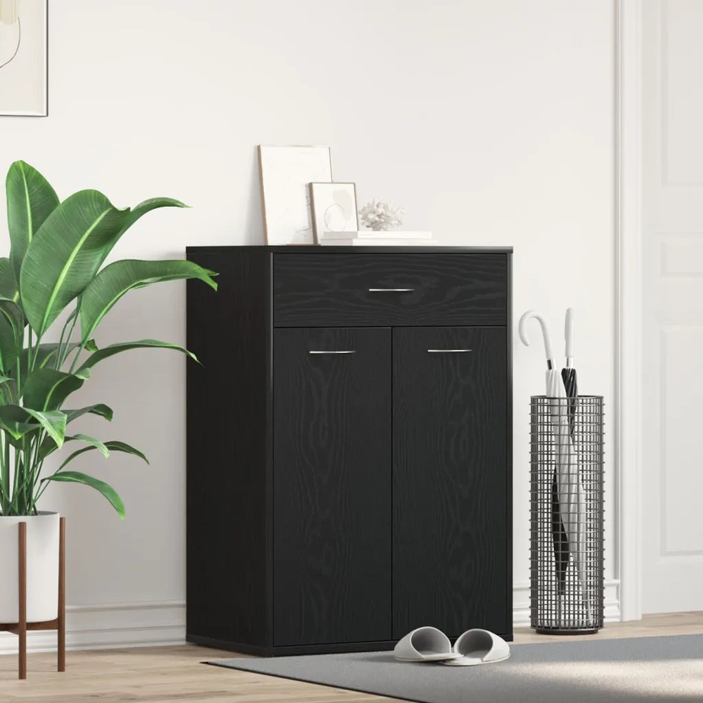 vidaXL Cipőszekrény Fekete Tölgy 60x35x84 cm Műanyag