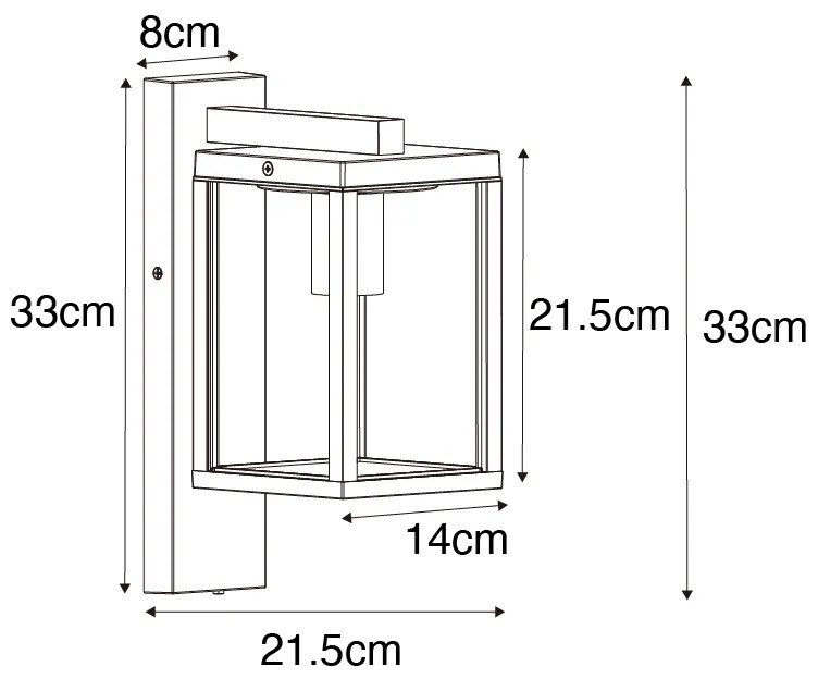 Kültéri fali lámpa fekete IP44 szürkületi érzékelővel - Charlois