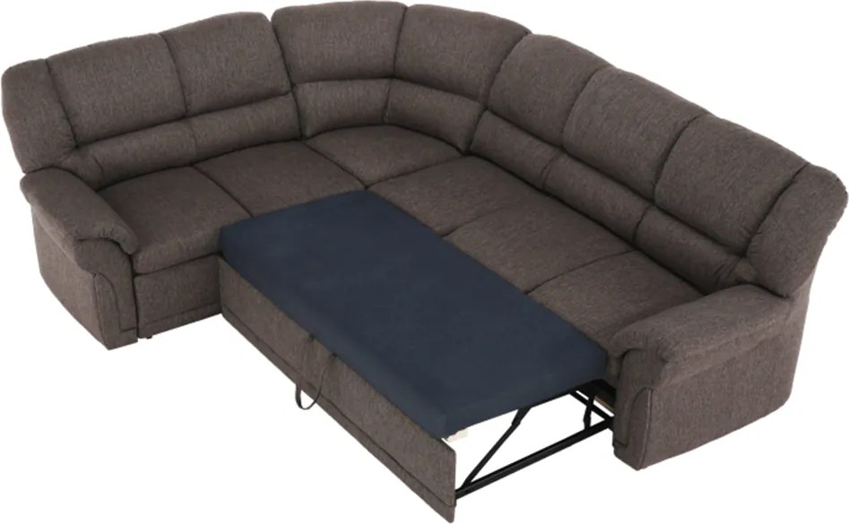 Sarokülőgarnitúra ágyfunkcióval és ágyneműtartóval, bal oldali kivitel, barna, AMELIA