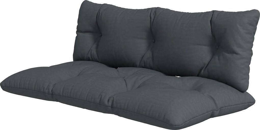 Outsunny 2 Személyes Kerti Párna 120cm x 60cm x 15cm Padon Ülőpárna UV Védelemmel, Vízálló Kerti Pad Párna Sötétszürke | Aosom