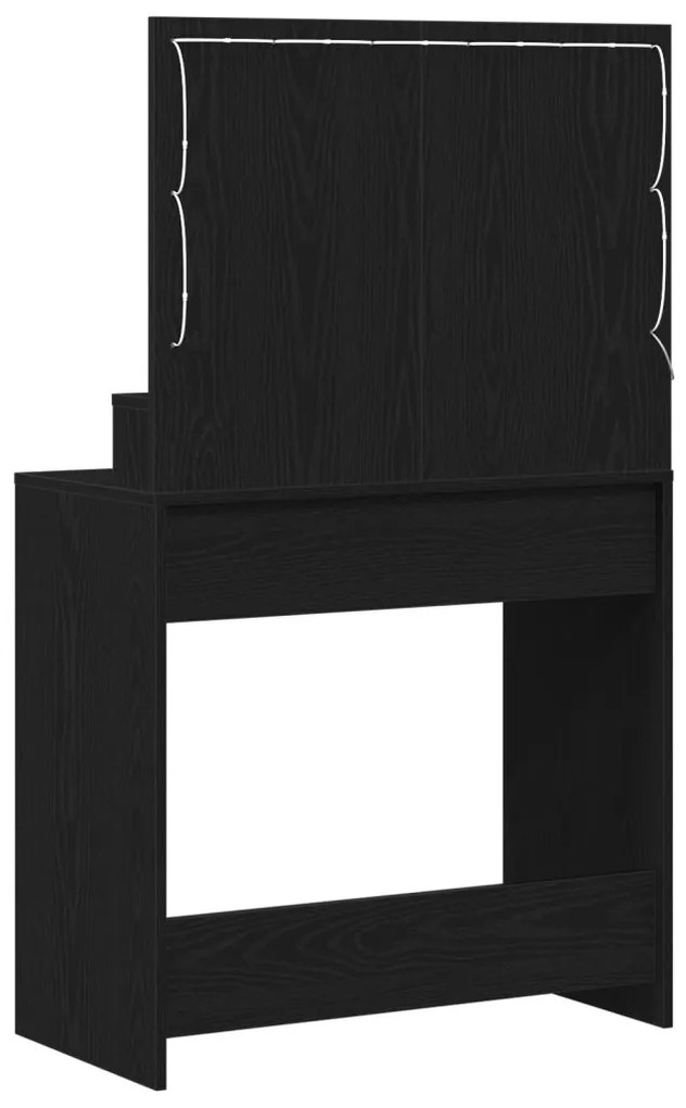 Sminkasztal LED Fénnyel Fekete Tölgyből 79x41x135 cm