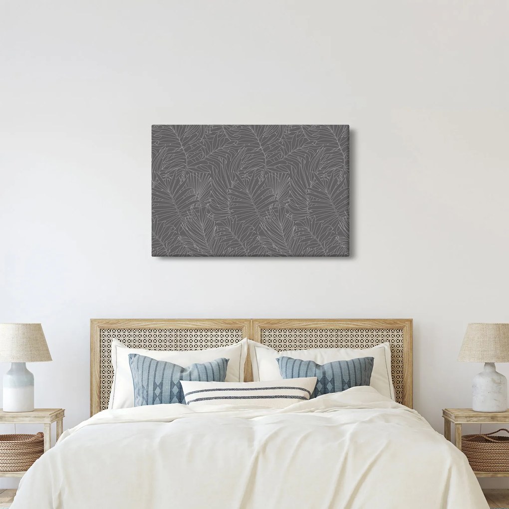 Kép - Szürke pálmalevelek (90x60 cm)