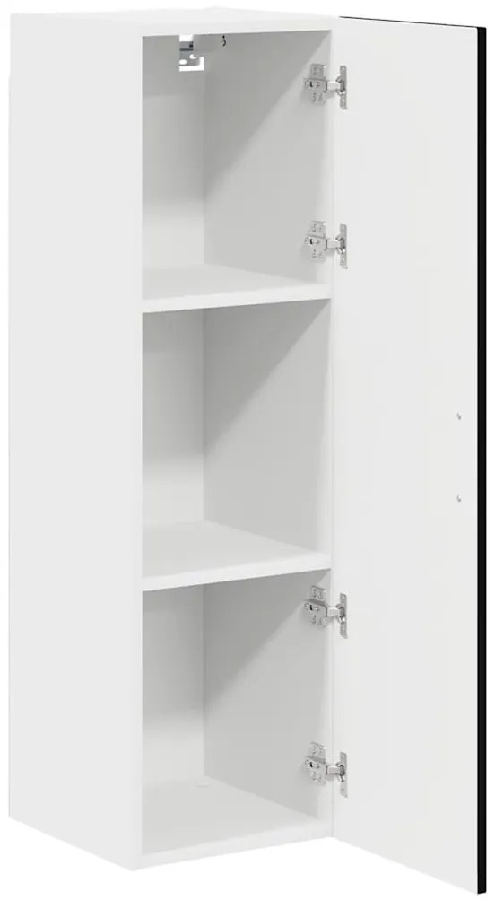 Fali konyhaszekrény polcokkal Fekete 30 x 31 x 100 cm Faanyag