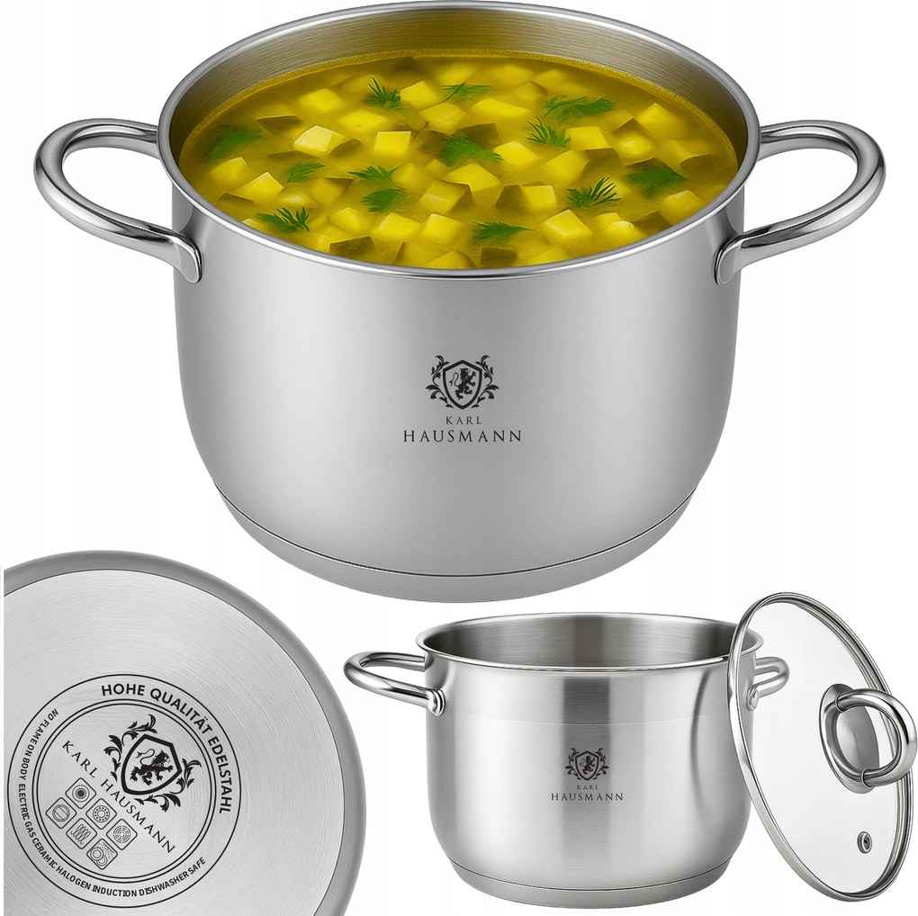 Rozsdamentes Acél Edény Indukciós És Gáztűzhez 1,6L 16cm Fedővel Masszív Edények