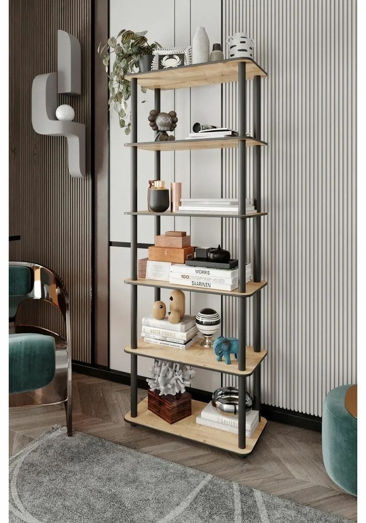Rect Oak polc, 6 polc