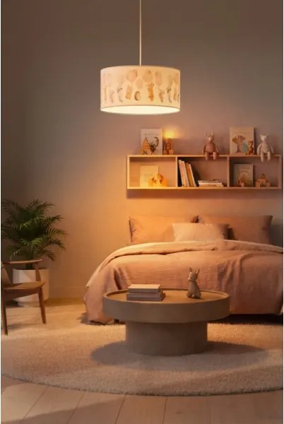 Brilagi - LED gyerek csillár zsinórral BOBO 1xE27/60W/230V Ø 35 cm fehér/állatkás