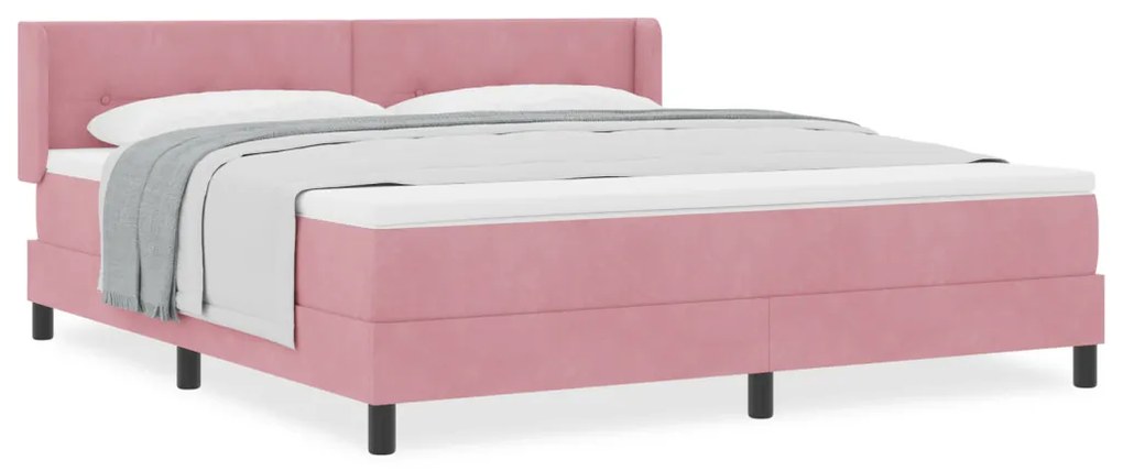 Boxspring Ágy Matrac Fészek Rózsaszín 180x200 cm Bársonyos