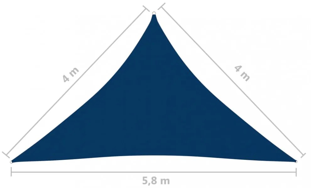 kék háromszög alakú oxford-szövet napvitorla 4 x 4 x 5,8 m