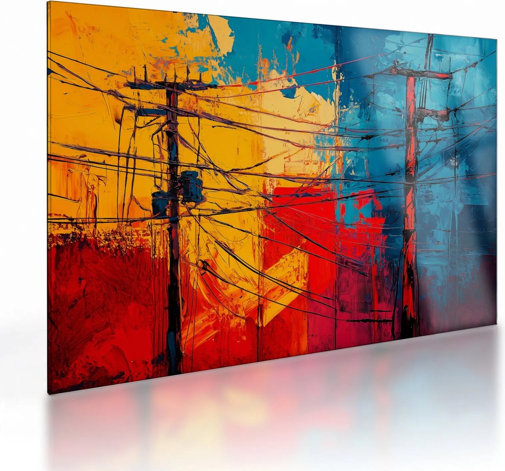 Üveg kép - Absztrakt elektromos vezetékek (70x50 cm)