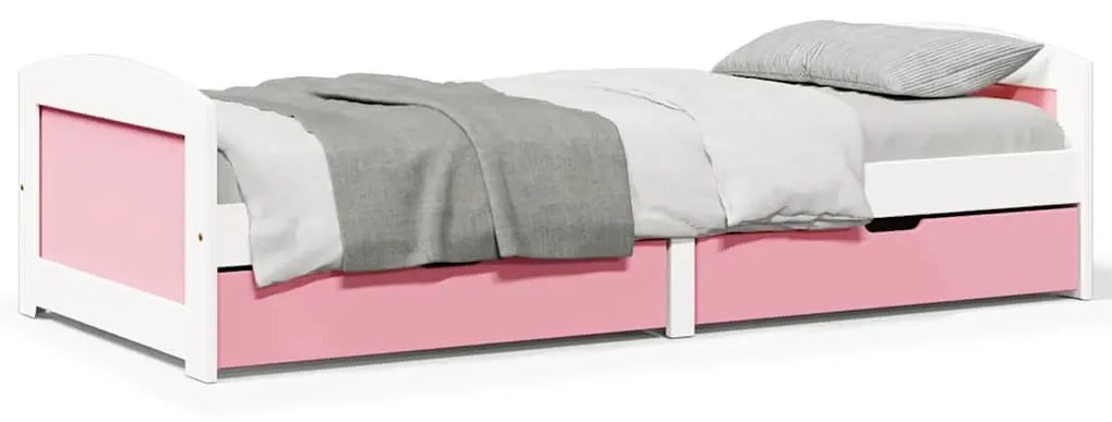 Napozóágy 2 fiókkal matrac nélkül IRUN Fehér&amp;Rózsaszín 90x200cm