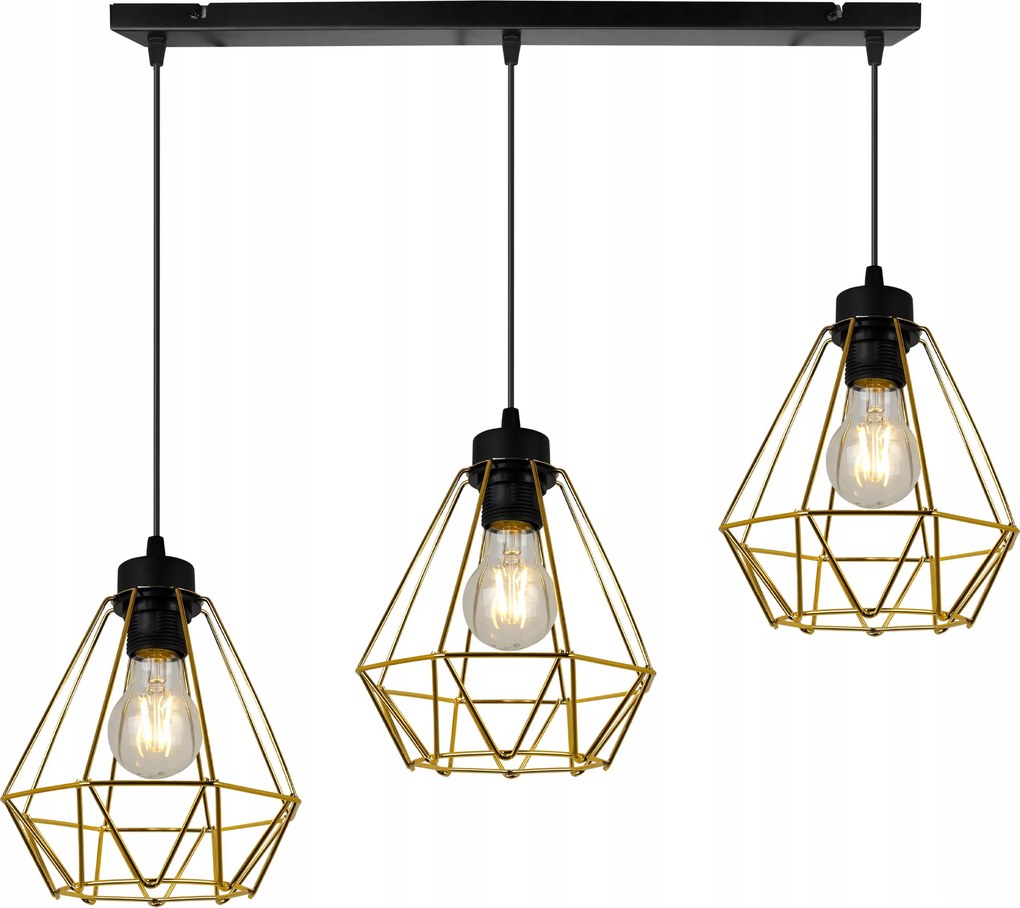 Mennyezeti Függőlámpa Csillár Arany Loft Glamour Elegáns Hármas