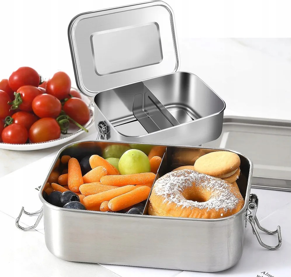 Uzsonnás Doboz 850ML Rozsdamentes Acél Uzsonnás Doboz 2REKESZ Légmentesen Záródó