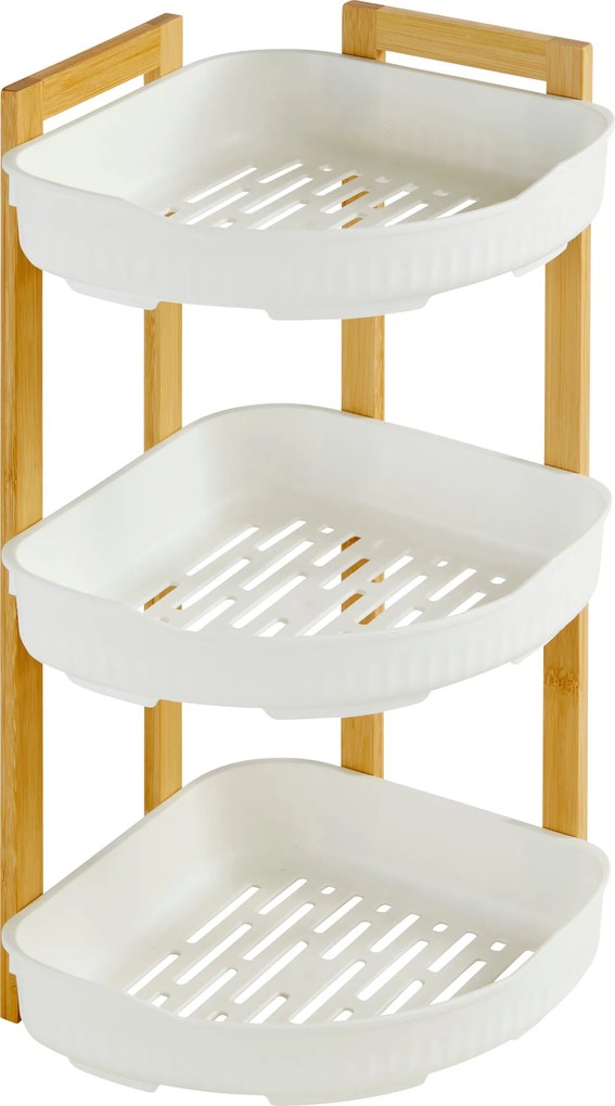 Natureo Álló Sarok Zuhanypolc Fehér Bambusz 29 X 22 X 45 CM