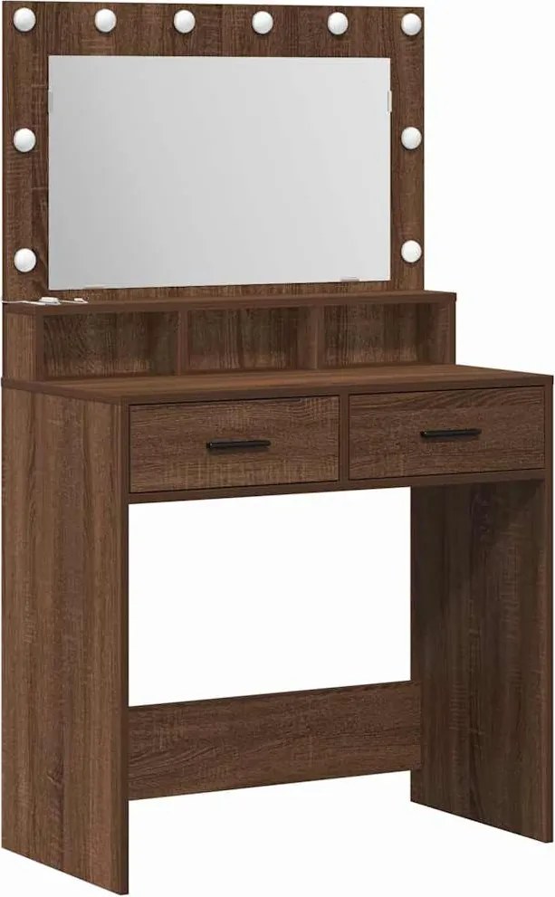 vidaXL Öltözködőasztal fiókkal Barna Tölgy 79 x 41 x 135 cm Faanyag