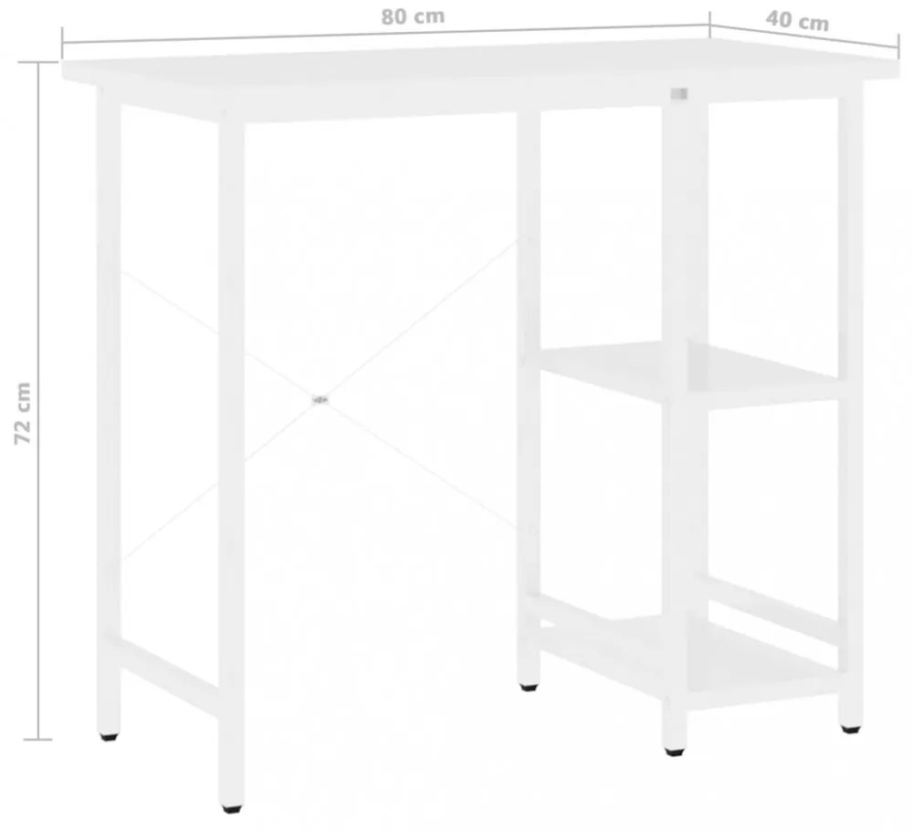 fehér MDF és fém számítógépasztal 80 x 40 x 72 cm