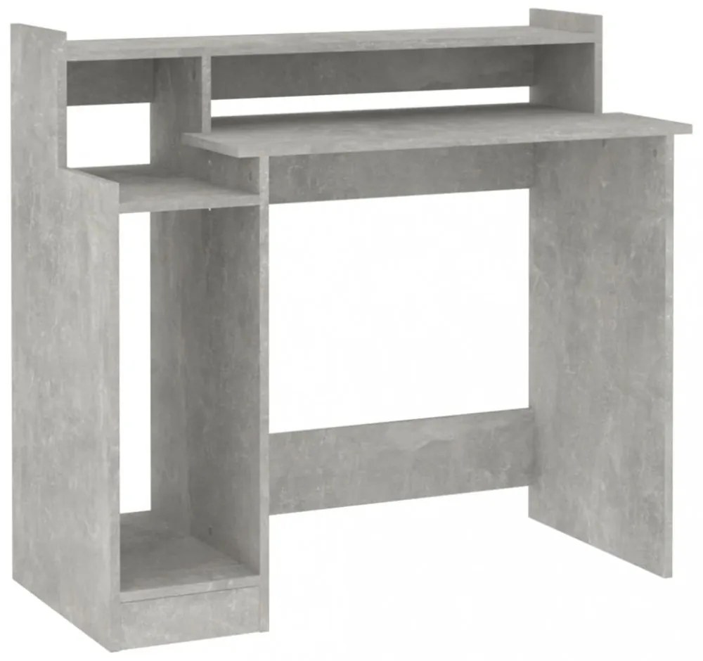 betonszürke szerelt fa íróasztal LED-ekkel 97 x 45 x 90 cm