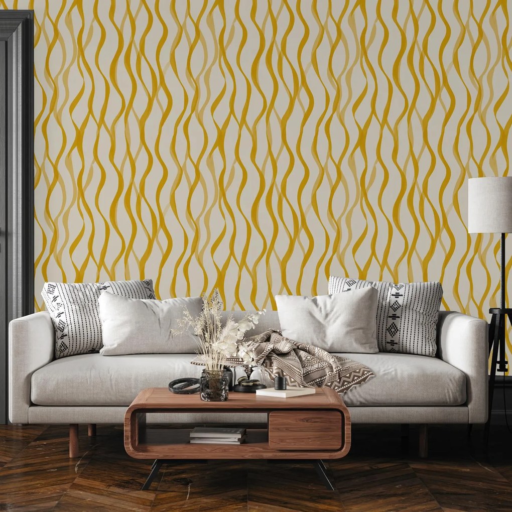 Fotótapéta - Sárga összefonódó hullámok (147x102 cm)