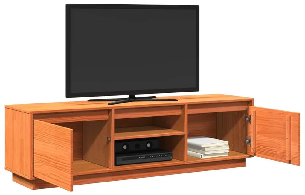viaszbarna tömör fenyőfa TV-szekrény 140 x 35 x 40 cm