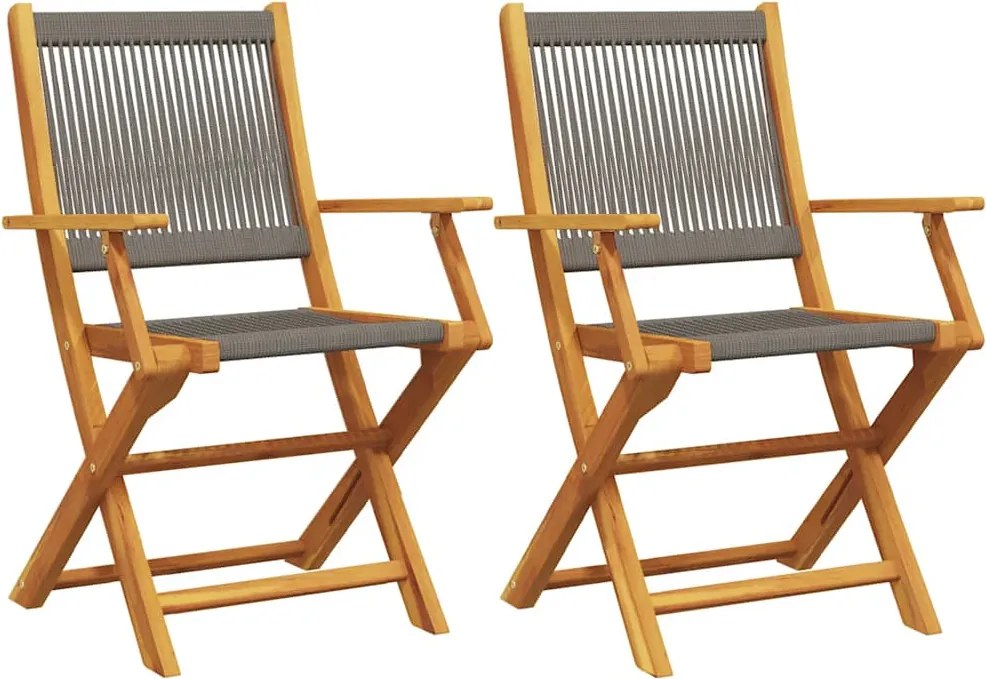 vidaXL 2 db szürke tömör akácfa és polipropilén kerti szék