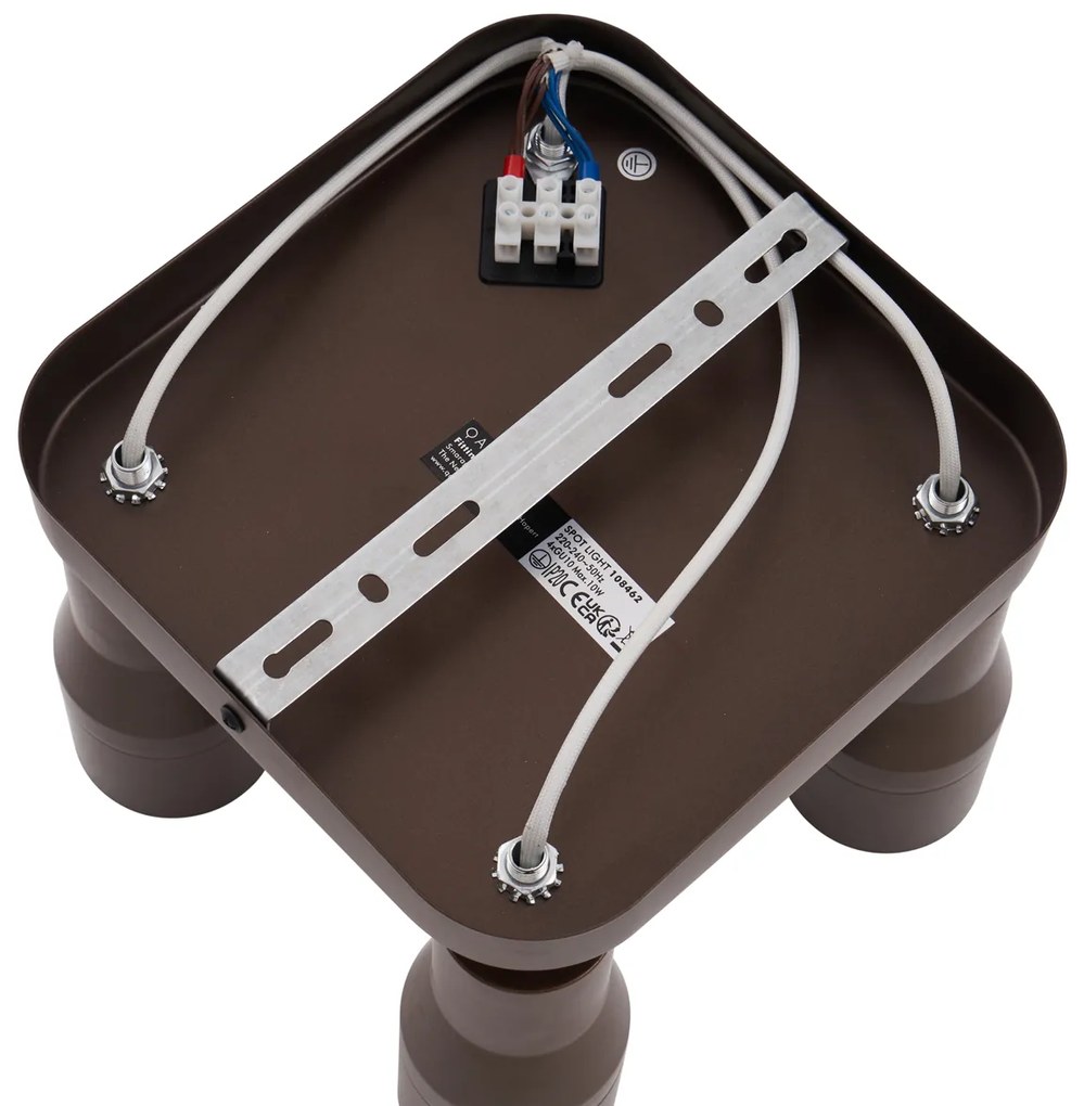 Sötét bronz GU10 mennyezeti spotlámpa, 50 mm-es négyzet alakú, 4 fényforrással - Stanley