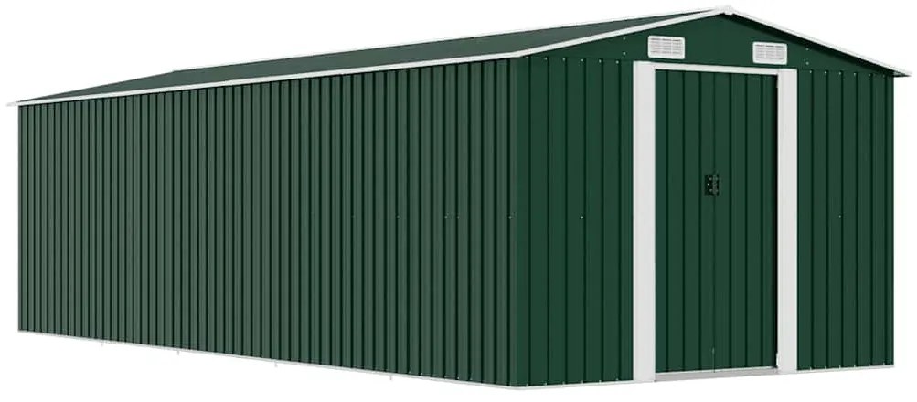 vidaXL zöld fém kerti fészer 257 x 580 x 181 cm