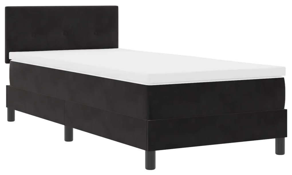 Boxspring Ágy Mattal és LED Fényekkel Fekete 90x200 cm Bársonyos