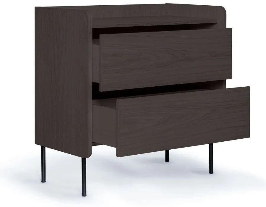 Fekete magas komód tölgyfa dekorral 80x82 cm Wrap – Bonami Selection