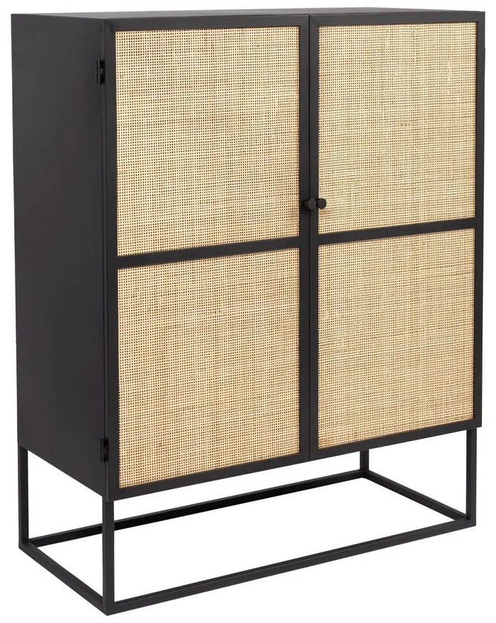 Fekete rattan magas komód 80x100 cm Guuji - White Label