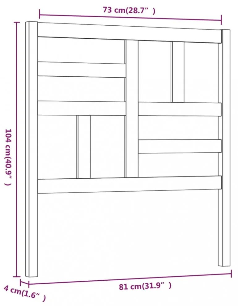 fehér tömör fenyőfa ágyfejtámla 81 x 4 x 104 cm