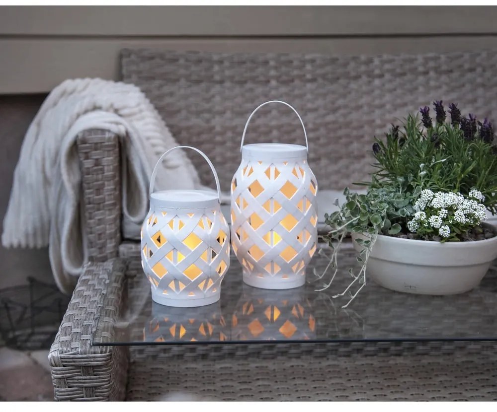 Flame Lantern fehér lámpás, magasság 16 cm - Star Trading