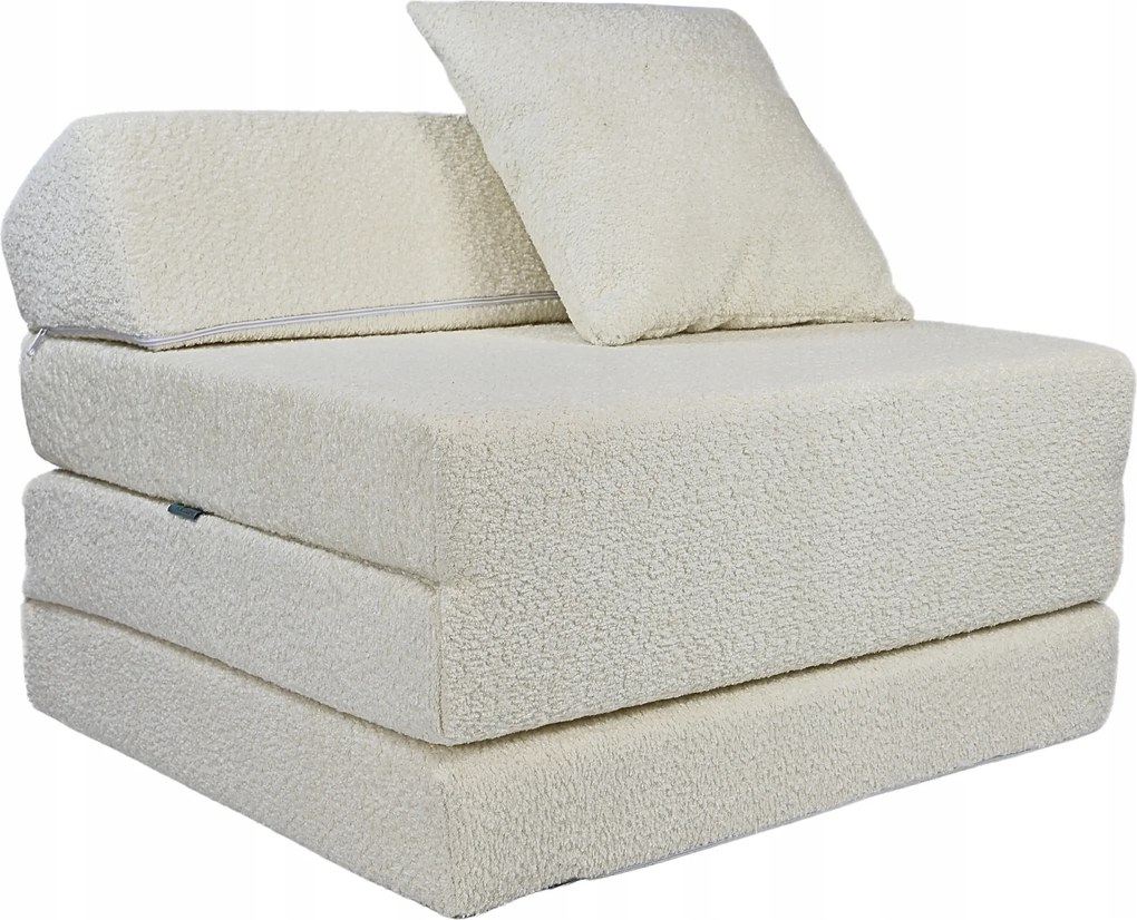 Összecsukható Túramatrac Ferde Gyerek Nappali Divatos Fotel Boucle Bézs