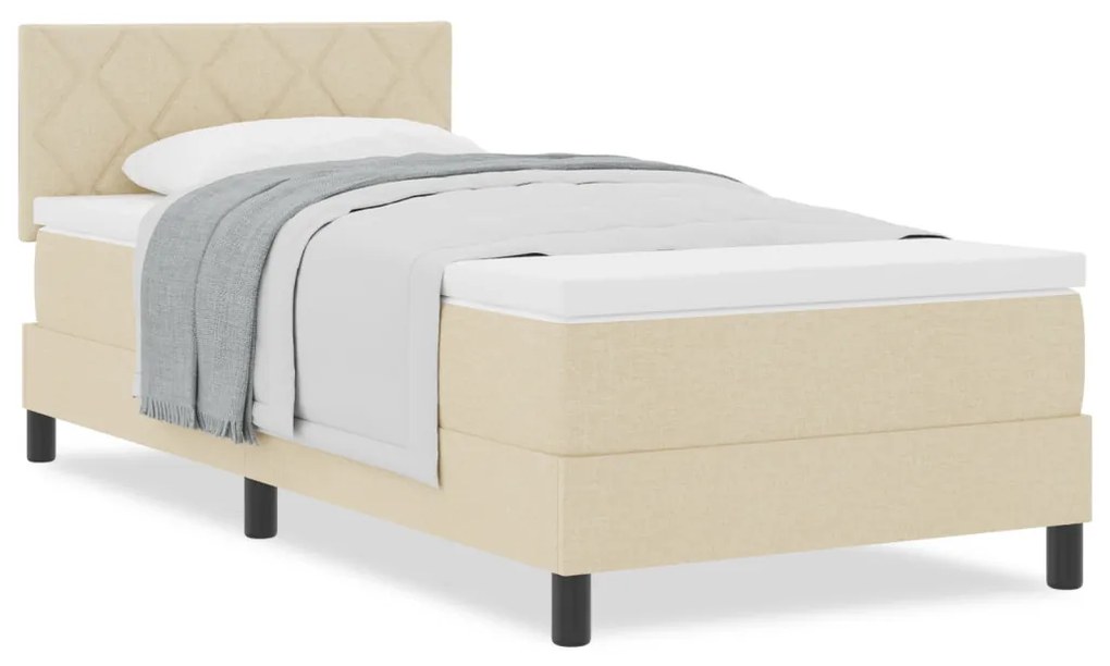 Box Spring Ágy Matraccal Krém 90x200 cm Szövet
