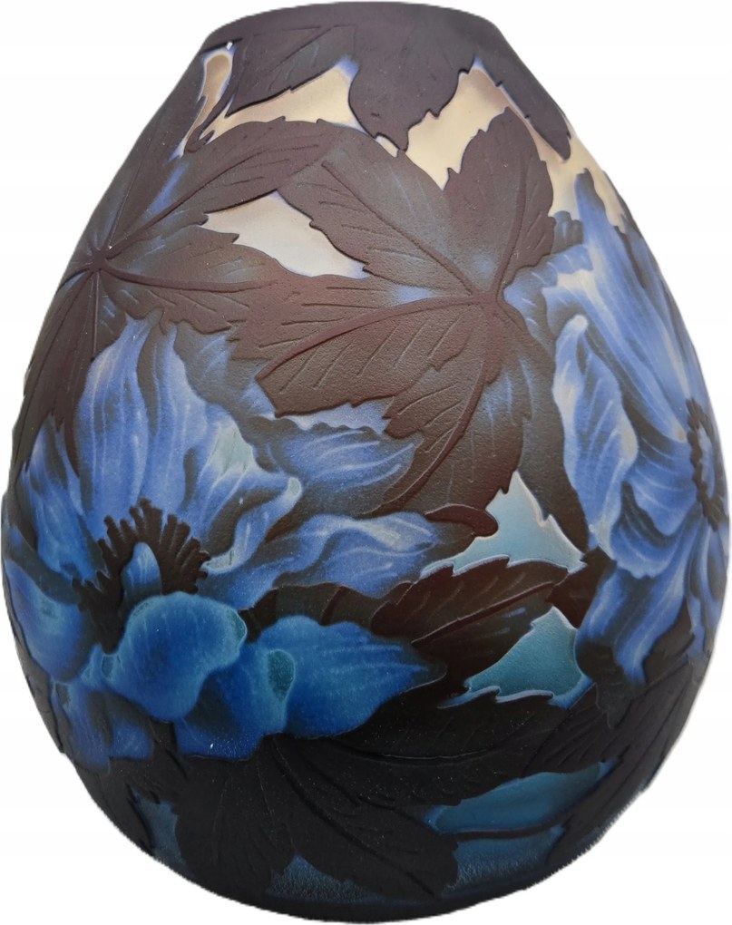 Váza kék üveg színes kézműves dekorációs ajándék