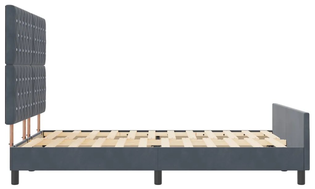 Ágykeret fejtámlával Sötétszürke 140 x 190 cm Bársony