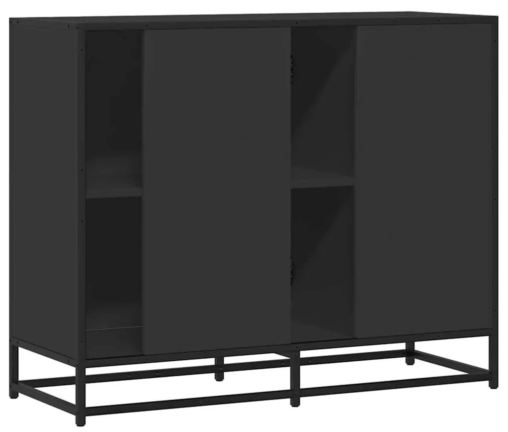 Fekete szerelt fa tálalószekrény 92 x 35 x 76 cm