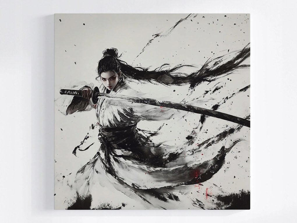 Poszter Japán Ázsia Nő Harcos Katana 40x40