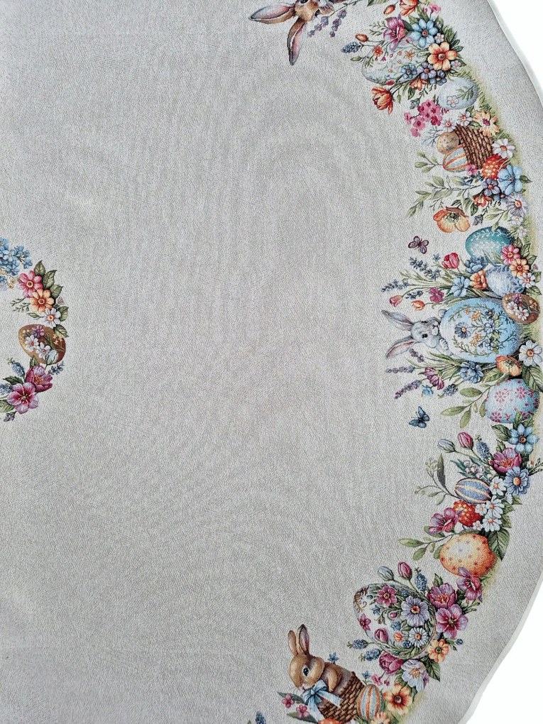 185 cm-es nagy abrosz kerek húsvéti gobelin kerek asztalra húsvét