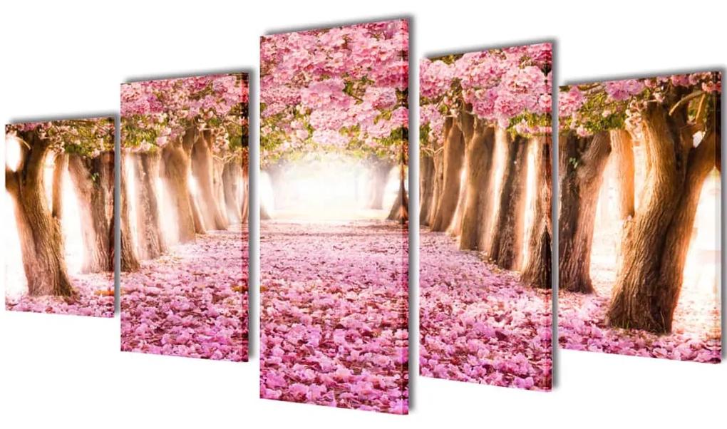 vidaXL Vászon falikép szett cseresznyevirág 100 x 50 cm
