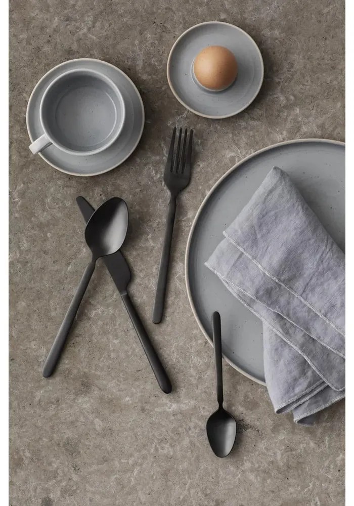 Fekete rozsdamentes acél evőeszköz készlet 16 db-os Stella – Blomus