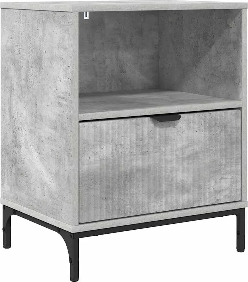 vidaXL Éjjeliszekrény fiókkal Beton szürke 49 x 36 x 61 cm Faanyag