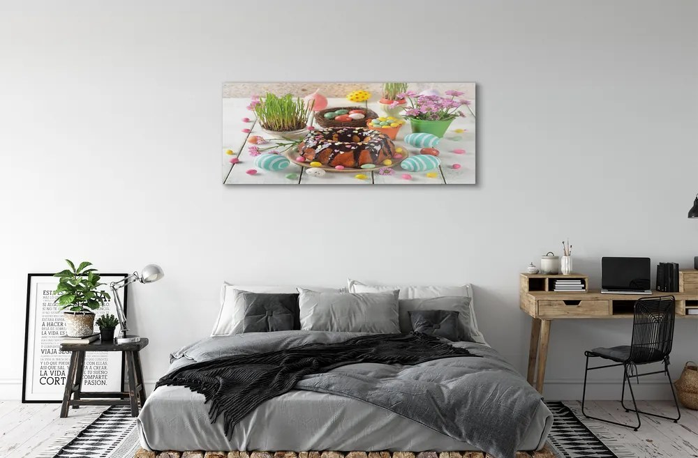 Akrilkép Tojás torta virág 140x70 cm 4 fogas