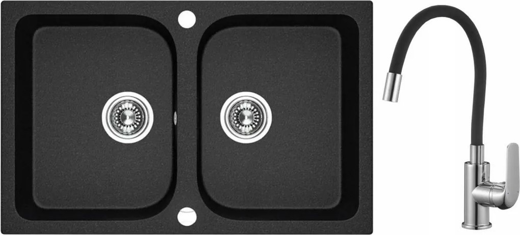 Gránit mosogató kétrekeszes csaptelep