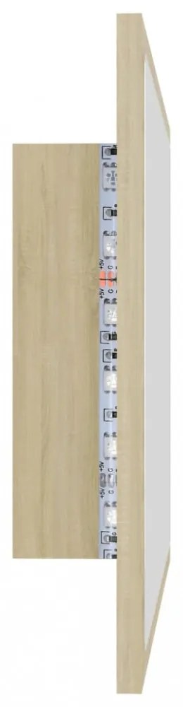 sonoma tölgy akril LED-es fürdőszobai tükör 60x8,5x37 cm