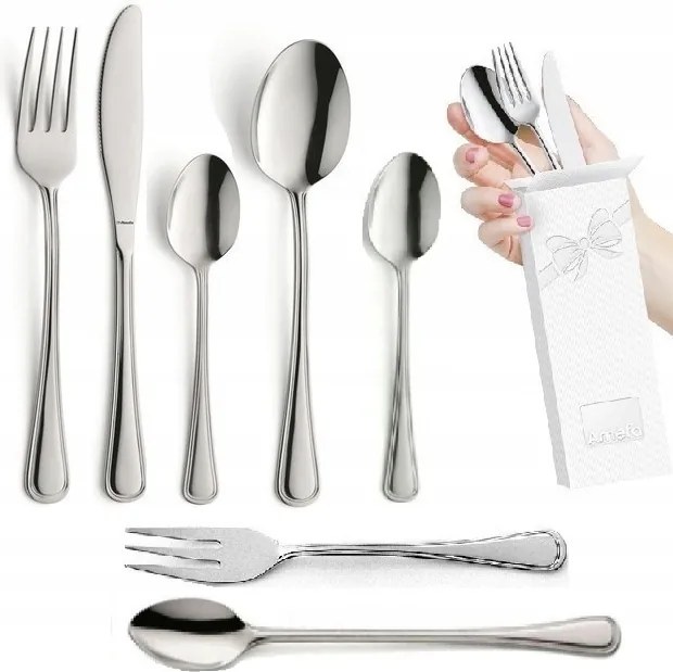 Amefa 24 Evőeszköz Kés Kanál 1570 Bologna Szett 6 Személyes Doboz