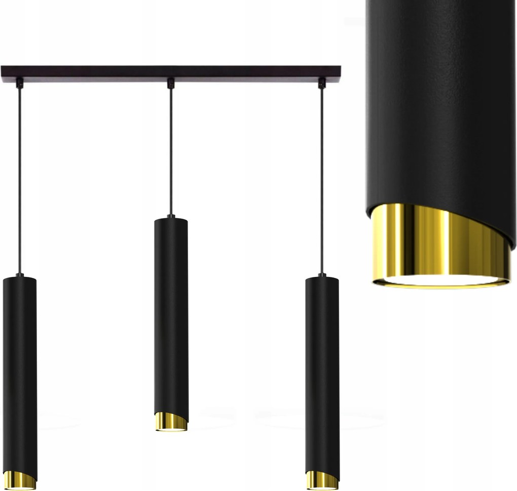 Függő Mennyezeti Lámpa Fém Csövek GU10 Loft Spot Fekete Arany Csep