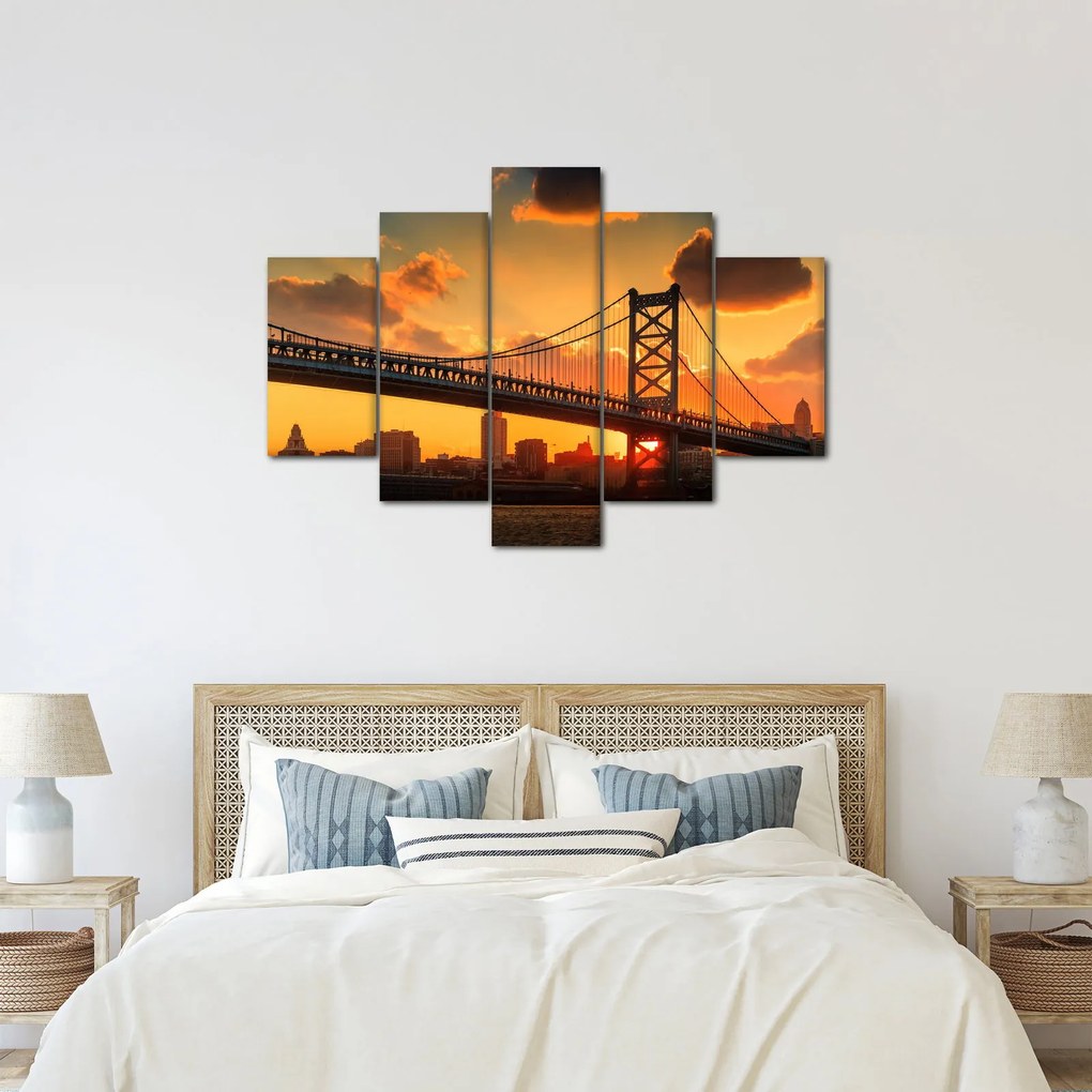 Kép - Naplemente a Ben Franklin híd felett, Philadelphia (150x105 cm)