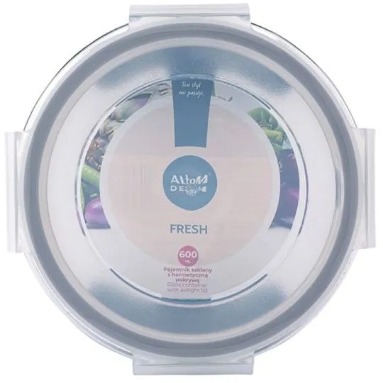 Altom Fresh üveg ételtárolódoboz műanyag tetővel - kerek 600 ml