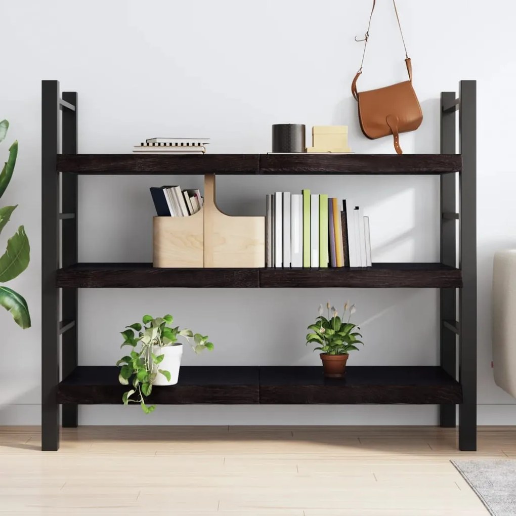 sötétbarna kezelt tömör tölgyfa fali polc 140 x 50 x (2-6) cm