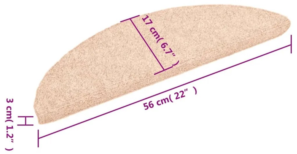 15 db krémszínű öntapadós lépcsőszőnyeg 56x17x3 cm